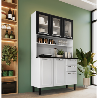 KIT COZINHA 6PT 3C/VDO 2GV PRATIKA PRETO E BRANCO KIT-10 COD 288.200 KIT COZINHA 6PT 3C/VDO 2GV PRATIKA PRETO E BRANCO KIT-10 COD 288.200