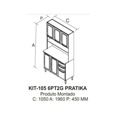 KIT COZINHA 6PT 3C/VDO 2GV PRATIKA PRETO E BRANCO KIT-10 COD 288.200 KIT COZINHA 6PT 3C/VDO 2GV PRATIKA PRETO E BRANCO KIT-10 COD 288.200
