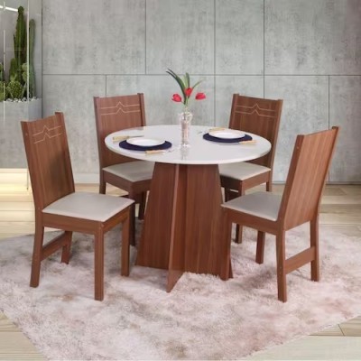 MESA 4CAD ELANE 90X90 NATURALLE/OFFW T.LINHO BEG COD 532.027