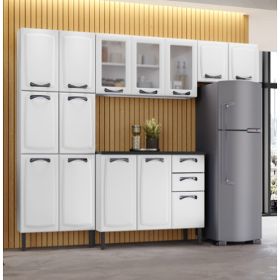 Cozinha Compacta em Aço 4 Peças 14 Portas 2 Gavetas Paneleiro Duplo em Aço New Premium Itatiaia