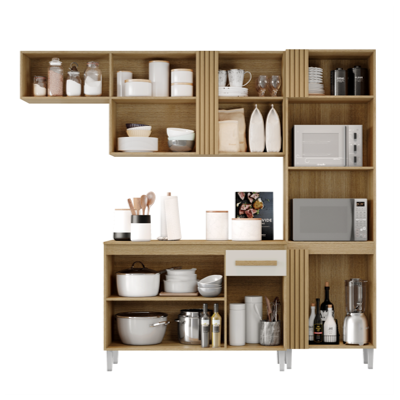 COZINHA COMPACTA VITORIA ATACAMA/OFF WHITE COD 501.039,501.040