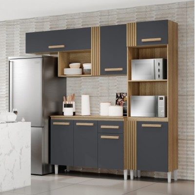 Cozinha Compacta Com Balcao Vitoria Grafite Atacama ARAMOVEIS Cozinha Compacta Com Balcao Vitoria Grafite Atacama ARAMOVEIS