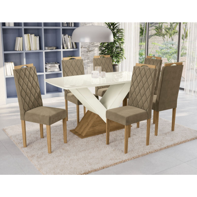 MESA 6CD BASE AMORA FRJ/OFFW 170X90 VELUDO BEGE COD 322.451