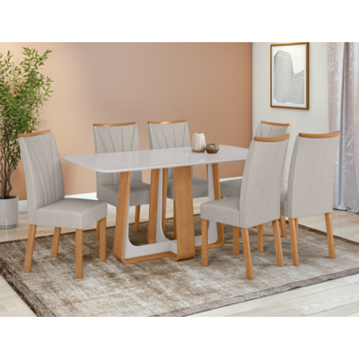 MESA 6CD SINTONIA TP CHANFRADO 160CM AMENDOA/OFF COD 571.082 MESA 6CD SINTONIA TP CHANFRADO 160CM AMENDOA/OFF COD 571.082